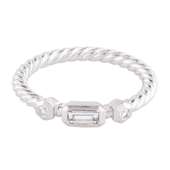 DAVID YURMAN 18K 750 WHITE GOLD DIAMOND NOVELLA STACK BAND RING - Picture 1 of 11